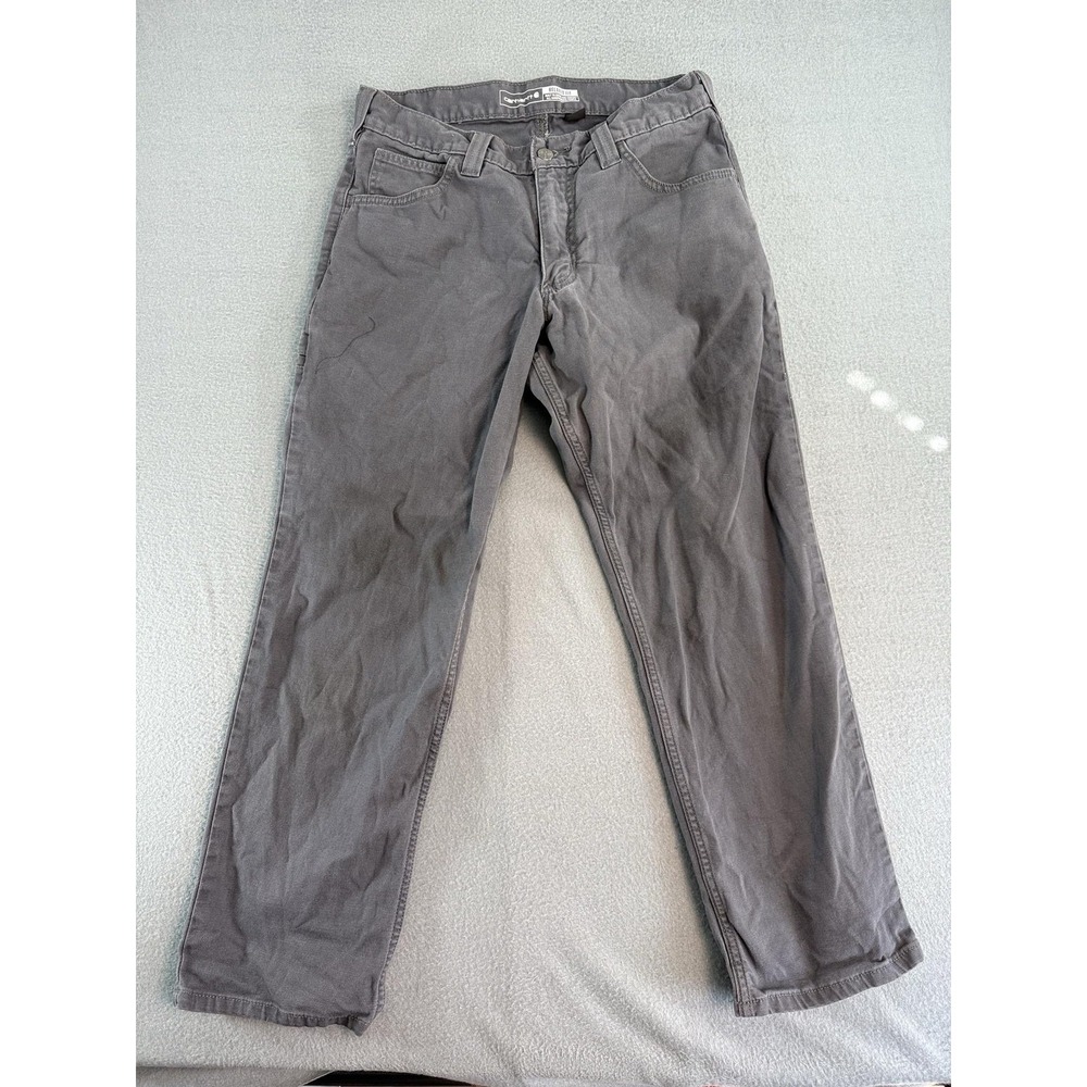 Carhartt Rugged Flex Pants Mens 30x28 Gray Relaxed Fit Canvas Workwear Bn2517-m